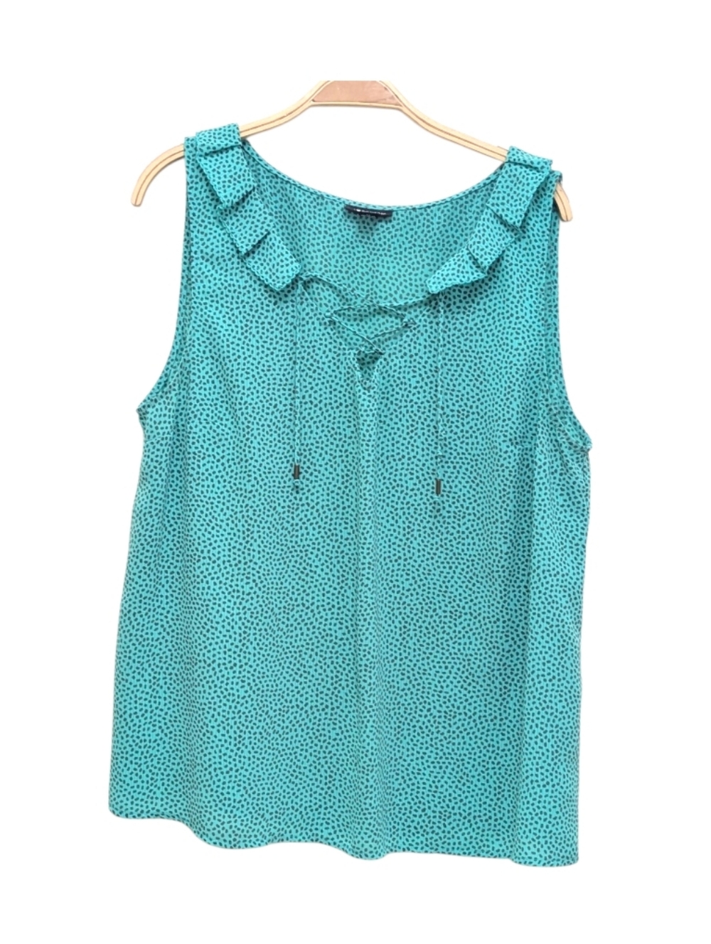 I Heart Ronson Teal Ruffle Tie Up Feminine Blouse XL